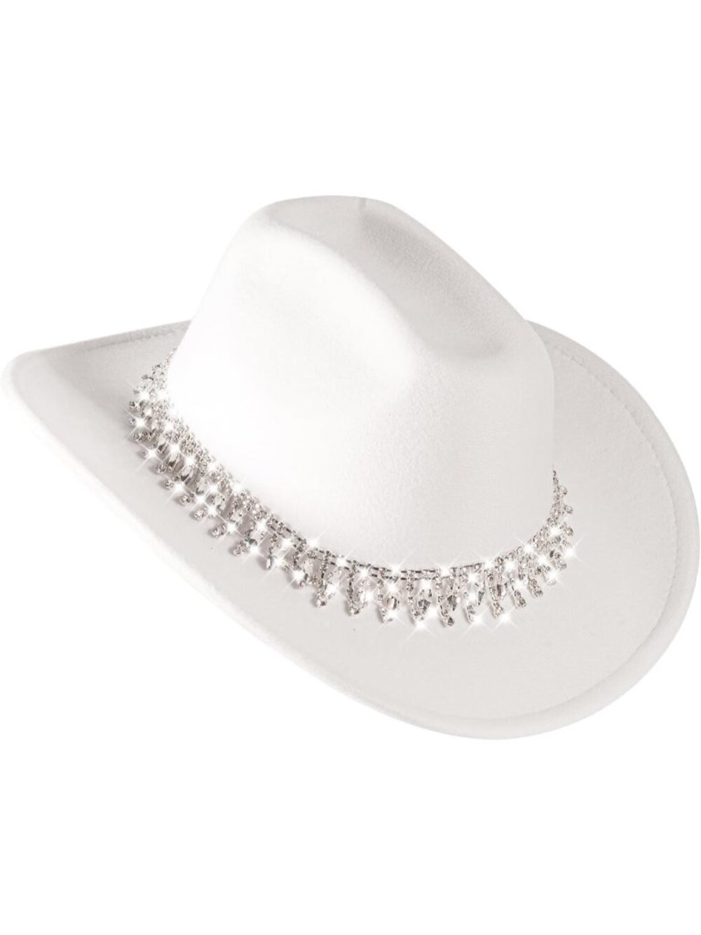 Women's White Drop Glitter Rhinestone Sparkly Cowboy Western Cowgirl Hat